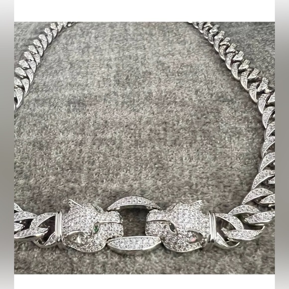 Hip Hop Iced out bling Cuban Link Curb Chain white gold fill Zirconia Necklace - Picture 5 of 10
